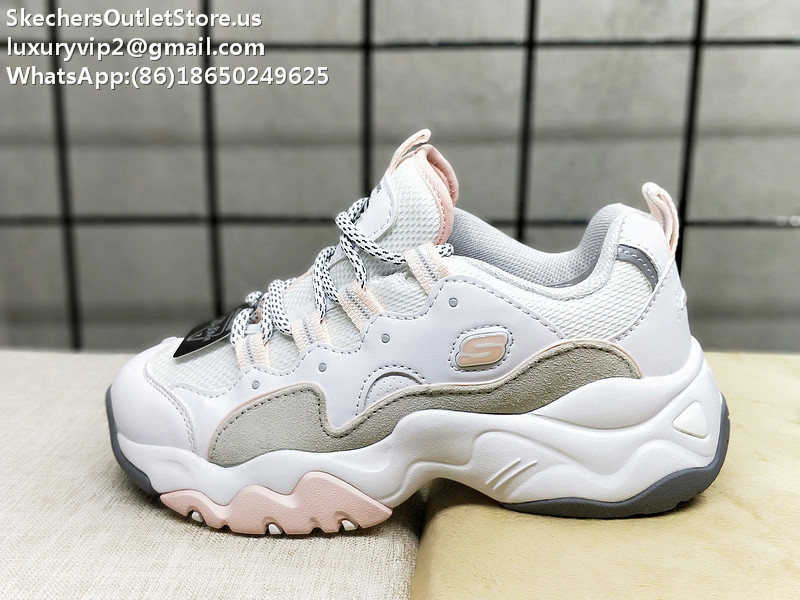 Skechers D'Lites 3 Unisex Sneakers White Grey Pink 35-44